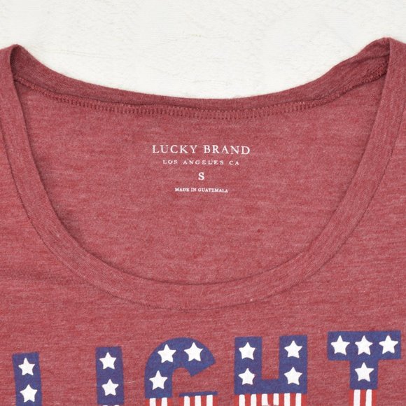 Lucky Brand LIGHT UP THE NIGHT SKY Red White Blue 4th Of July Womens T-Shirt S - Picture 4 of 11